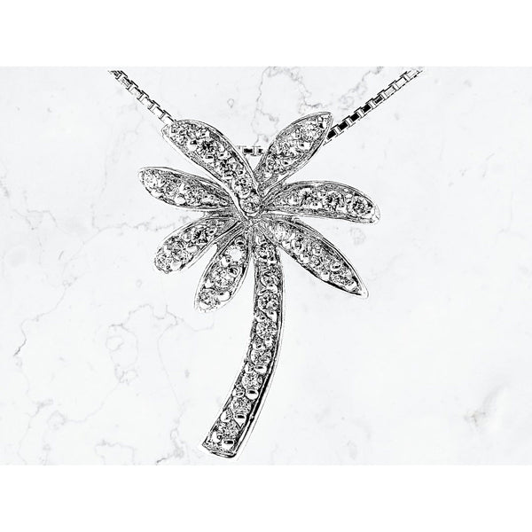 Gorgeous Tropical White Palm Tree Necklace