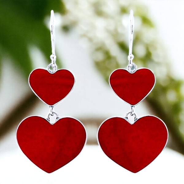 Love Hearts Coral Earrings