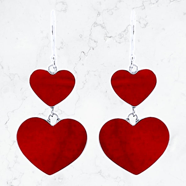 Love Hearts Coral Earrings