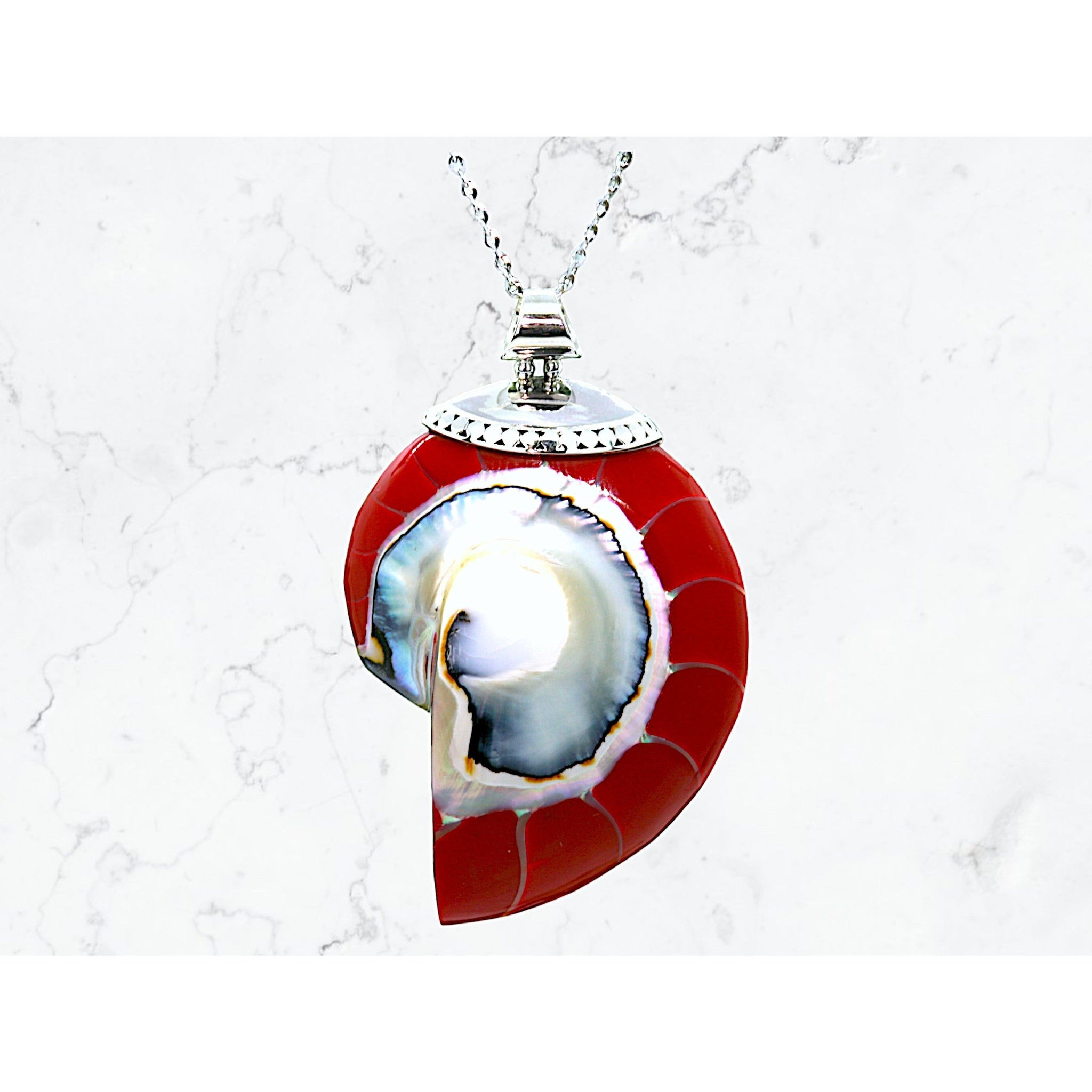 Sterling retailer Nautilus Shell Biwa Pearl Pendant