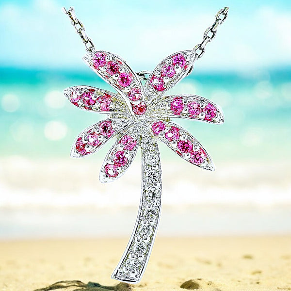 Florida Pink Palm Tree Necklace