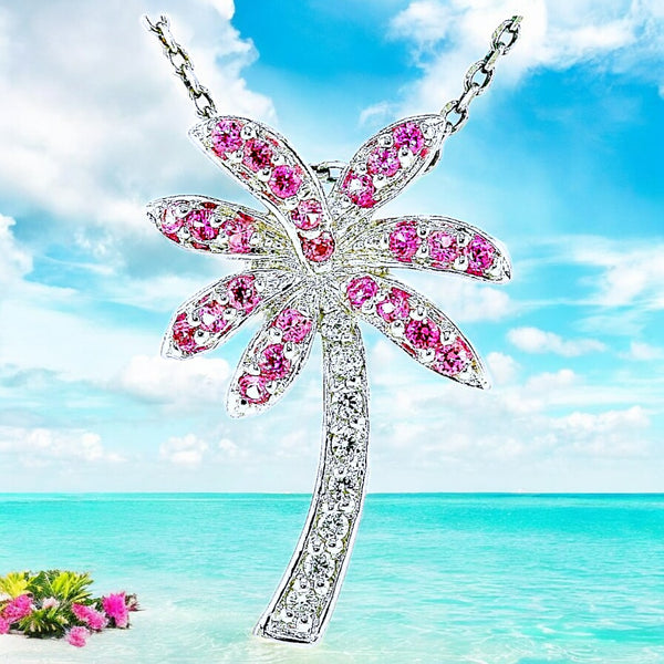 Florida Pink Palm Tree Necklace