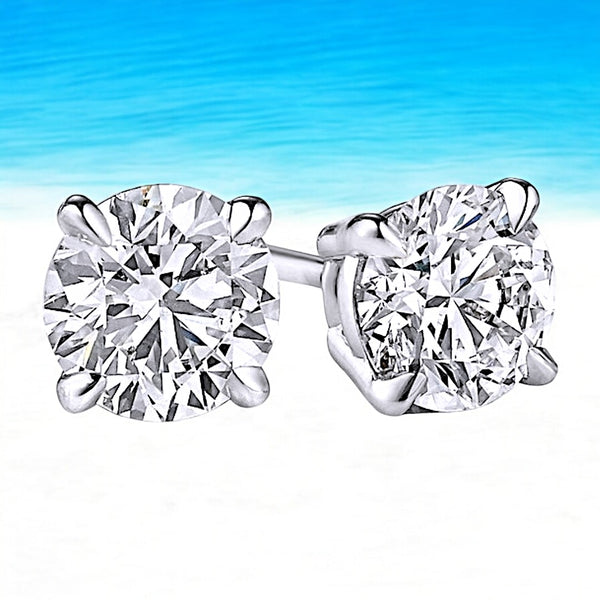 Diamond Like 6mm 1ct. Each, Classic Solitaire Stud Earrings