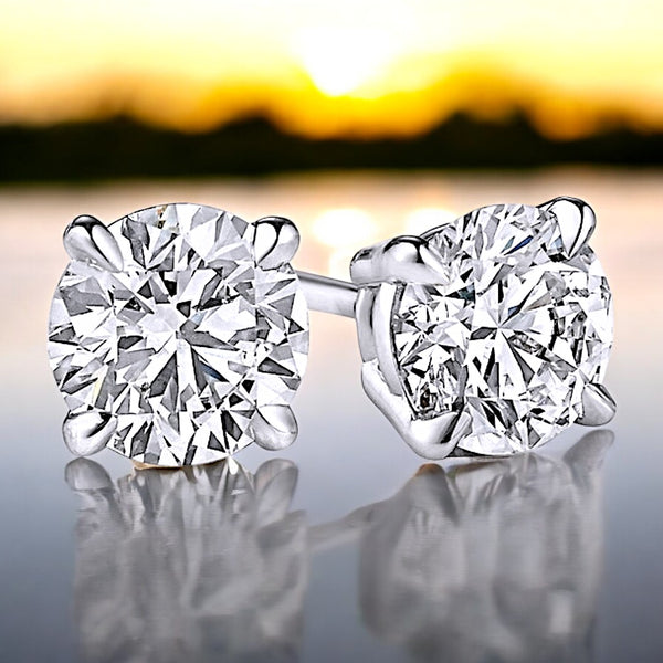 Diamond Like 6mm 1ct. Each, Classic Solitaire Stud Earrings