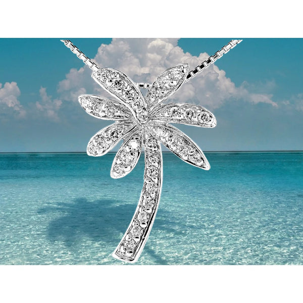 Gorgeous Tropical White Palm Tree Necklace