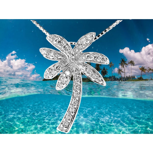 Gorgeous Tropical White Palm Tree Necklace